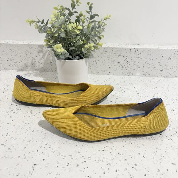 Rothys The Point Ballet Flats In Yellow Size 8 Comfort Work Shoe - Picture 3 of 6